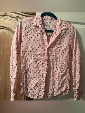 Frank & Eileen Barry Pink Button-Up Shirt with Heart Print